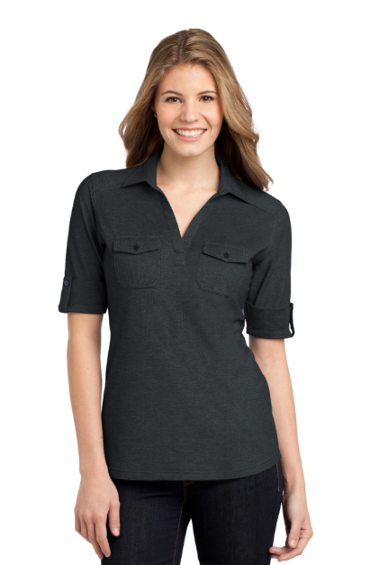 Ladies Oxford Pique Double Pocket Polo